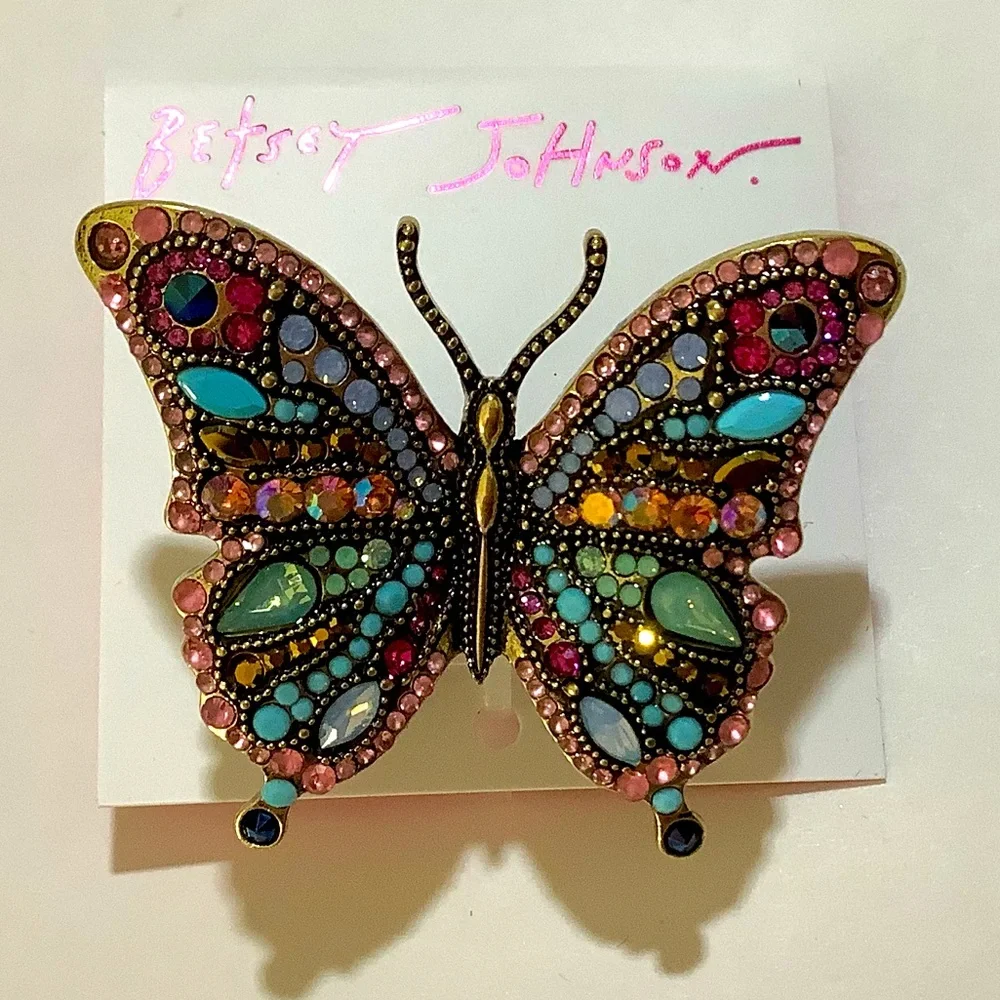 Betsey Johnson Boho Butterfly Cocktail Stretch Ring New - Picture 2 of 4